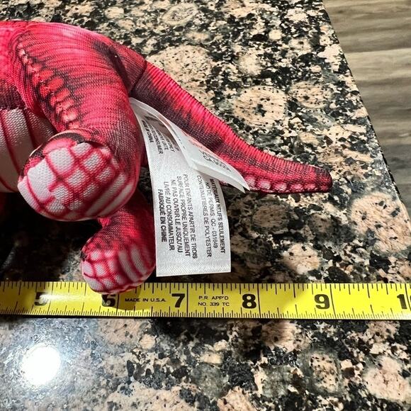 FIESTA Triceratops 8" Printed Plush Stuffed Dinosaur Red Pink NWT - Picture 7 of 9